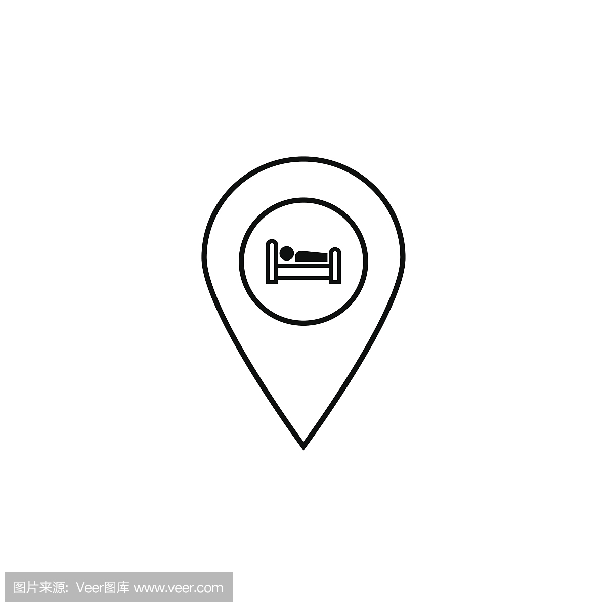 酒店Pin线图标,导航网
