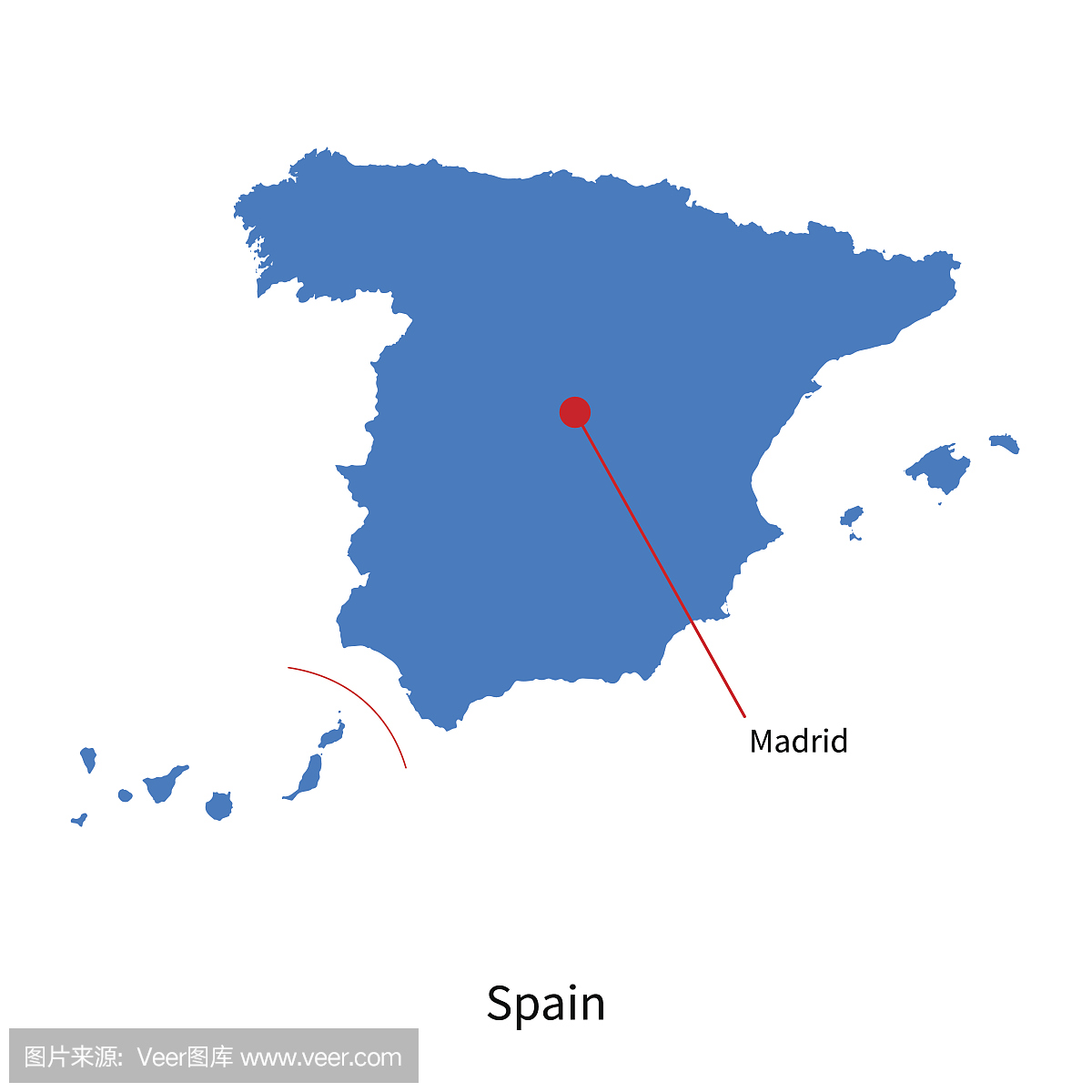 西班牙和首都马德里的详细矢量地图