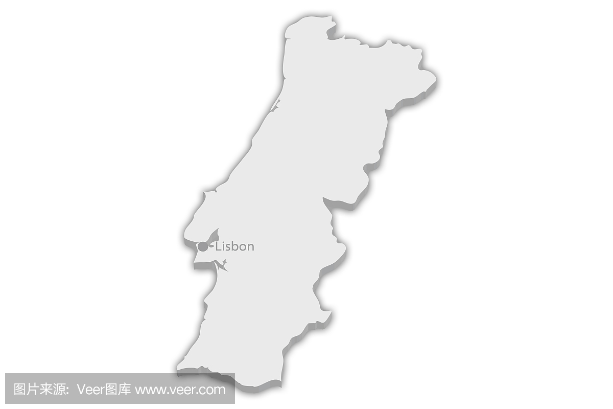 国家地图:葡萄牙与城市标记里斯本