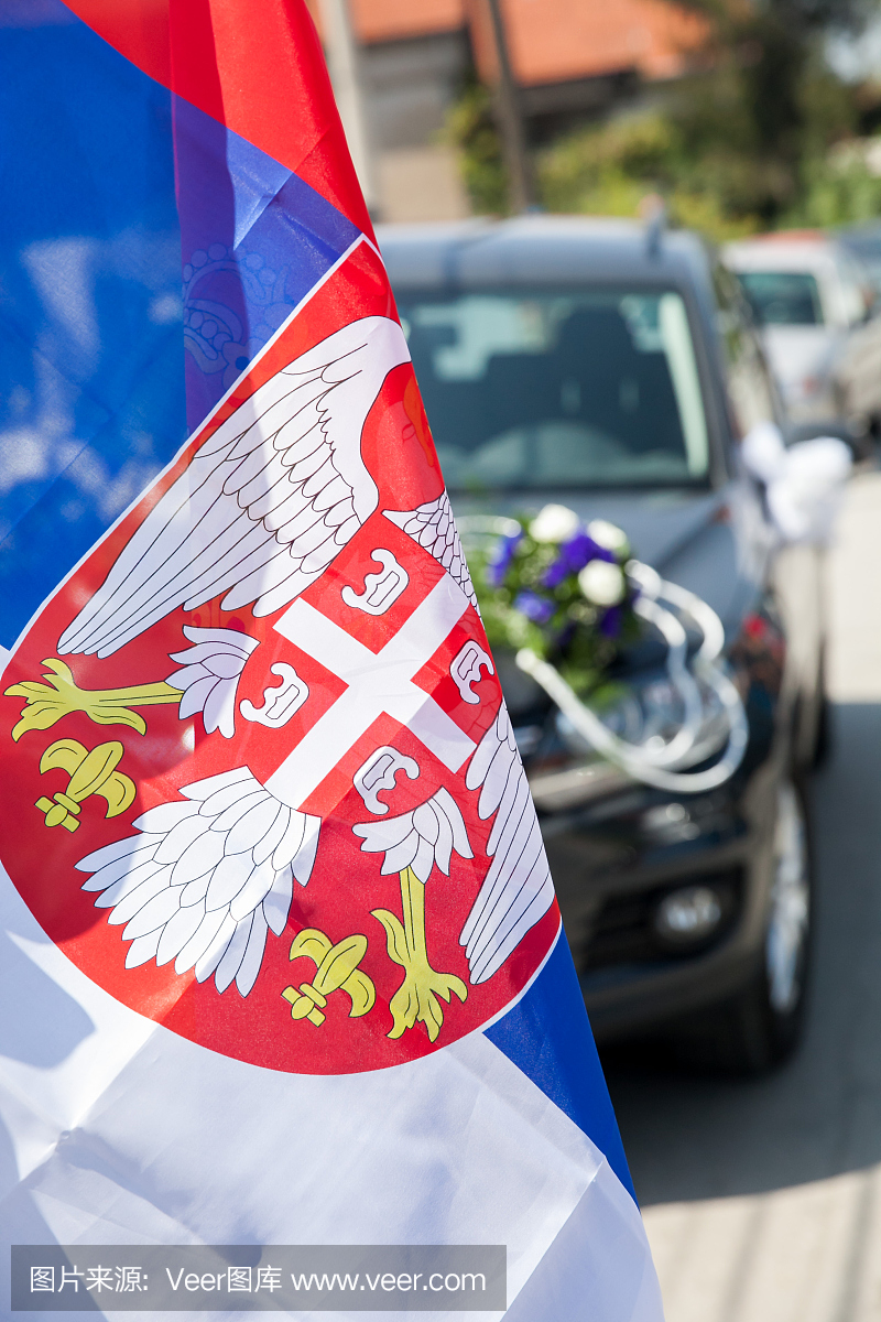 塞尔维亚国旗在塞尔维亚结婚