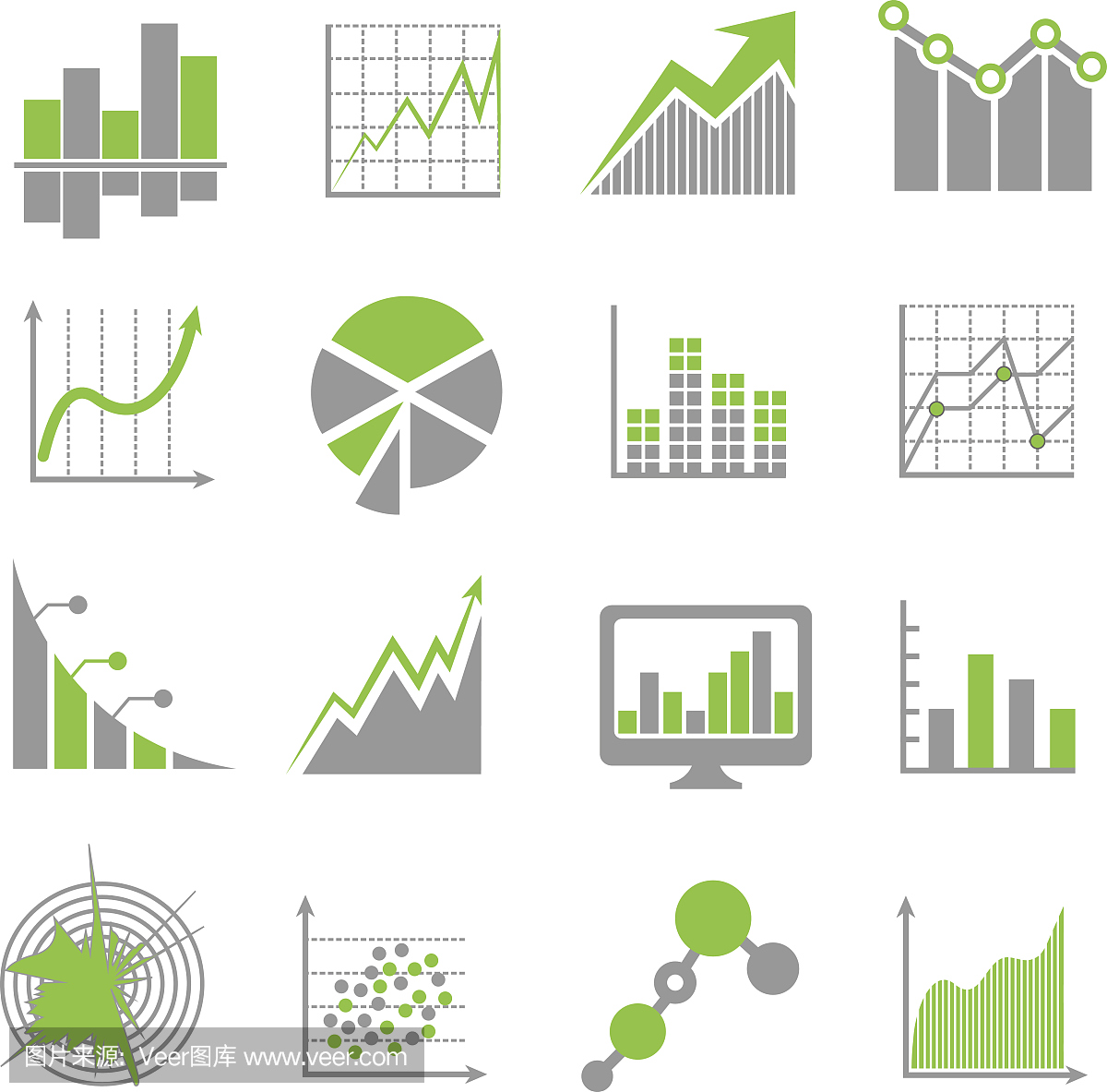 数据分析标志和财务业务分析矢量图标