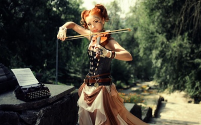 唯美女生小提琴图片