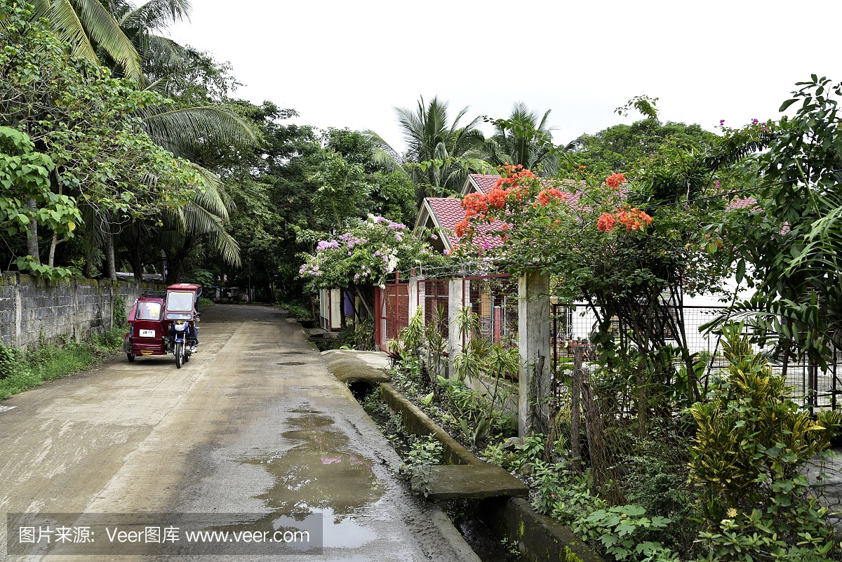圣地亚哥市观光,道路和城市景观,菲律宾稻田。