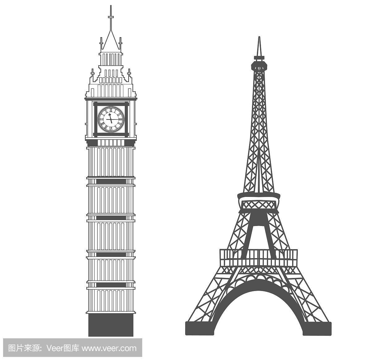 大本钟和艾菲尔铁塔