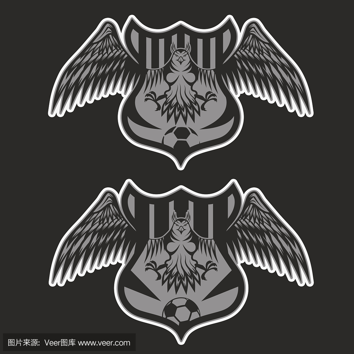 足球队冠设置与老鹰矢量设计模板