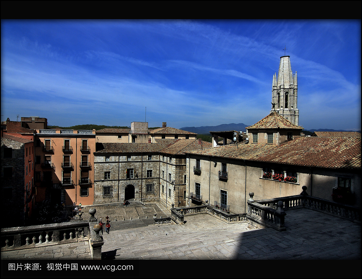 阴影,建筑结构,赫罗纳省,古城