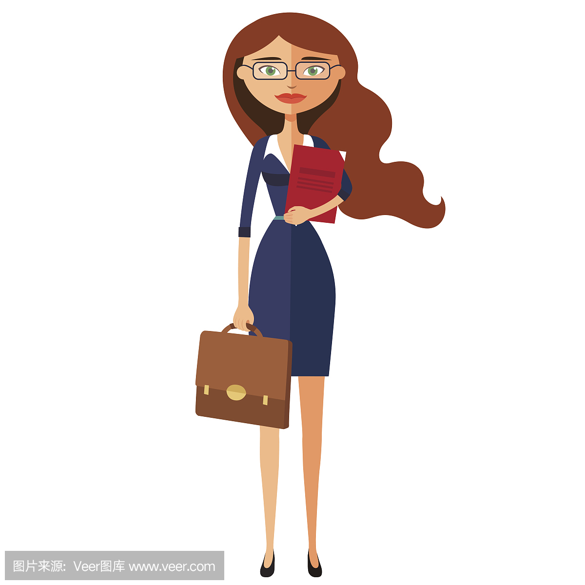 戴眼镜的女商人。办公室工作人员准备好配戴眼