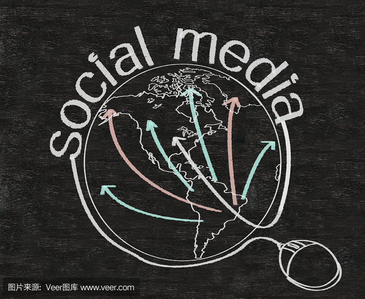 社交媒体用黑板写地球标志