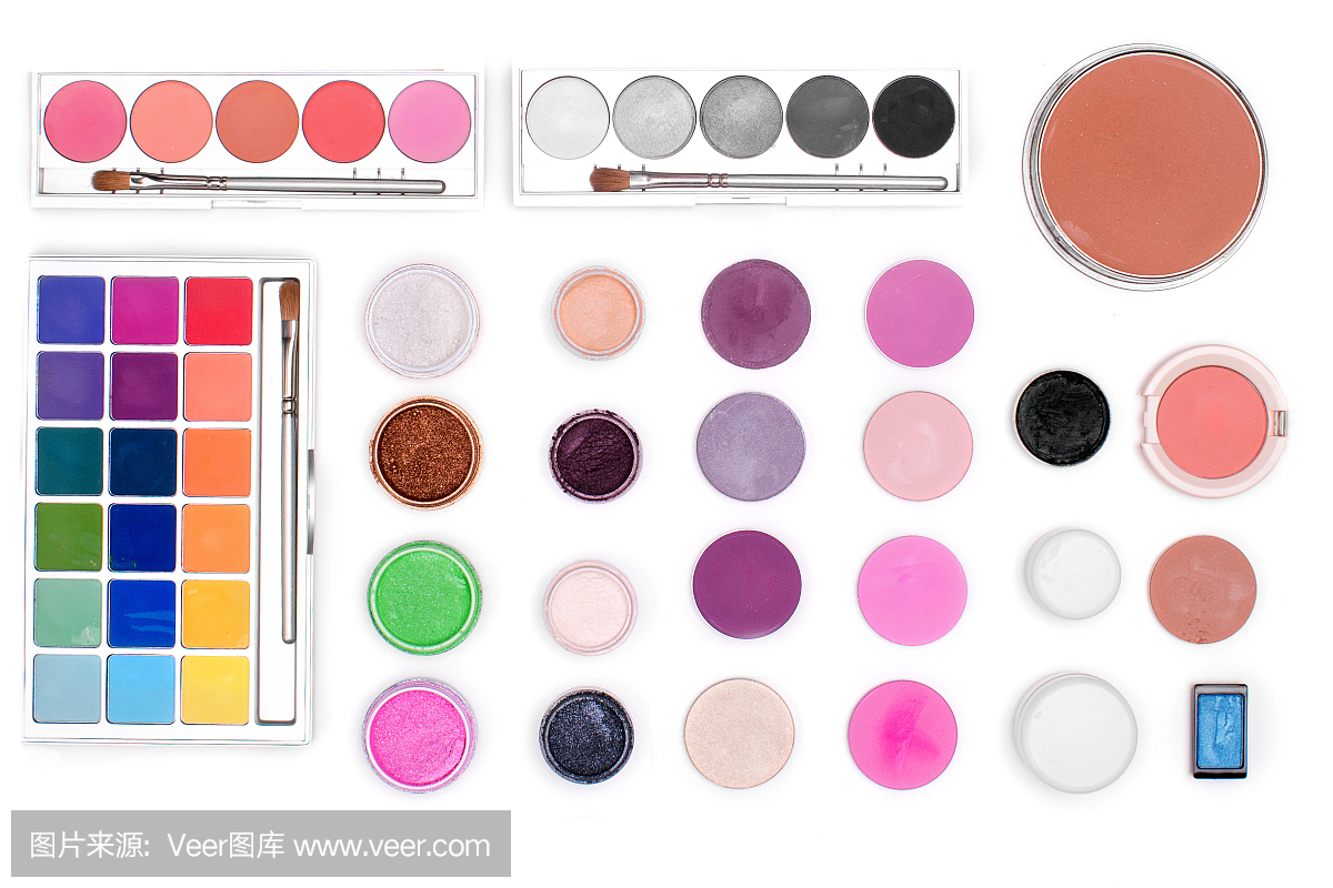 一套化妆品。从顶部的视图