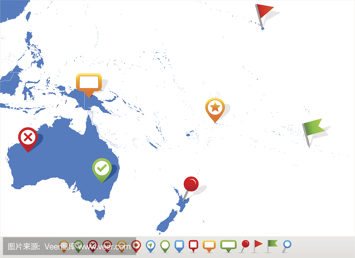 澳大利亚和大洋洲地图和导航图标 - 插图