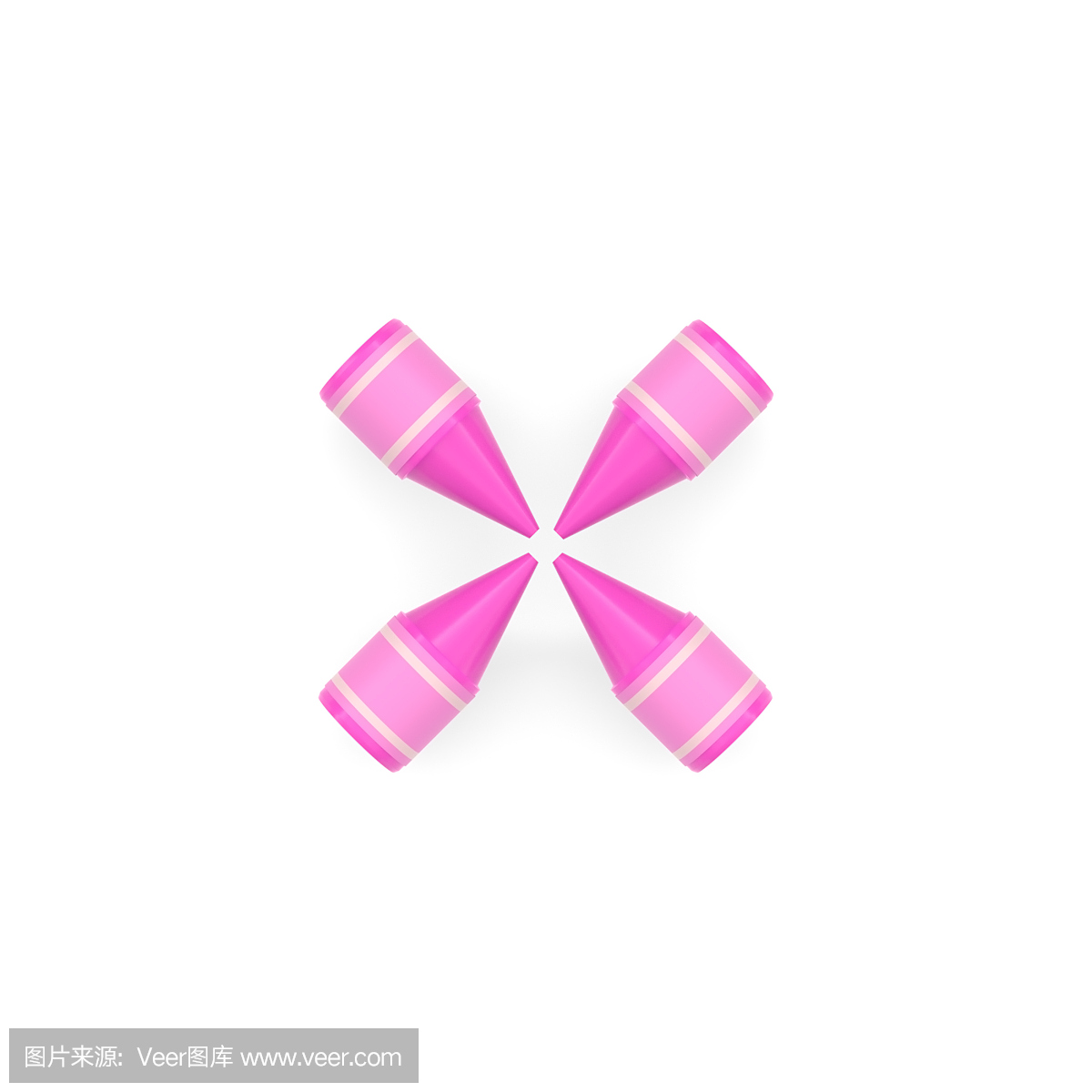 粉红色蜡蜡笔数学运算符号的乘法或交叉在白色