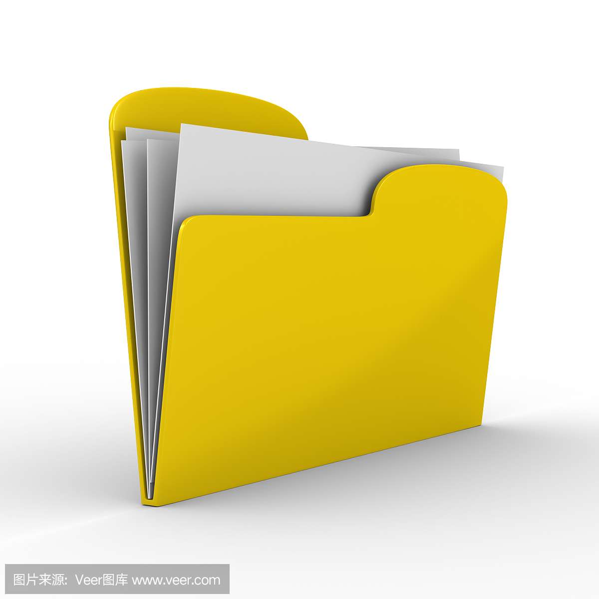黄色电脑文件夹在白色背景上。孤立的3d图像