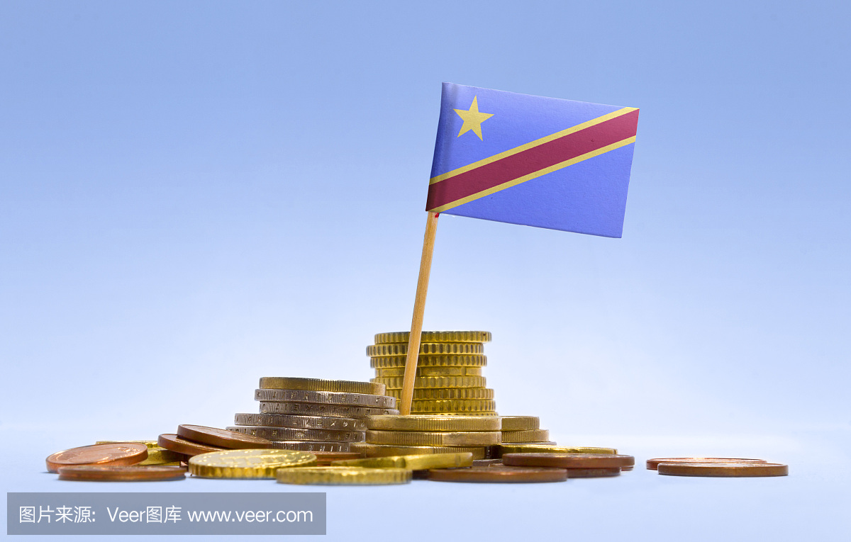 刚果民主共和国国旗坚持在硬币。