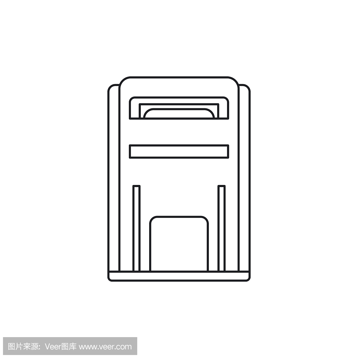 方形邮箱图标,大纲风格
