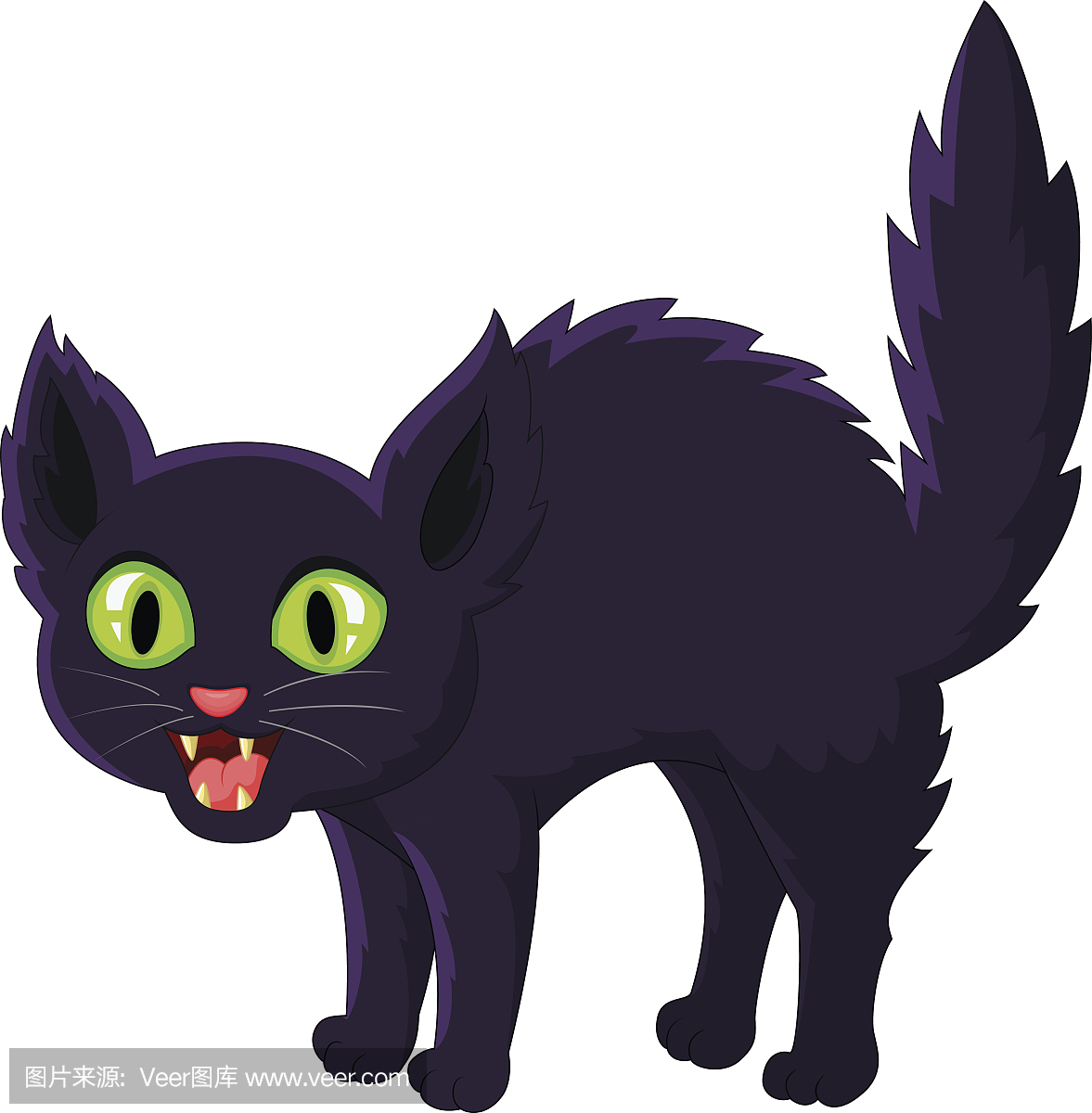 惊恐的卡通黑猫