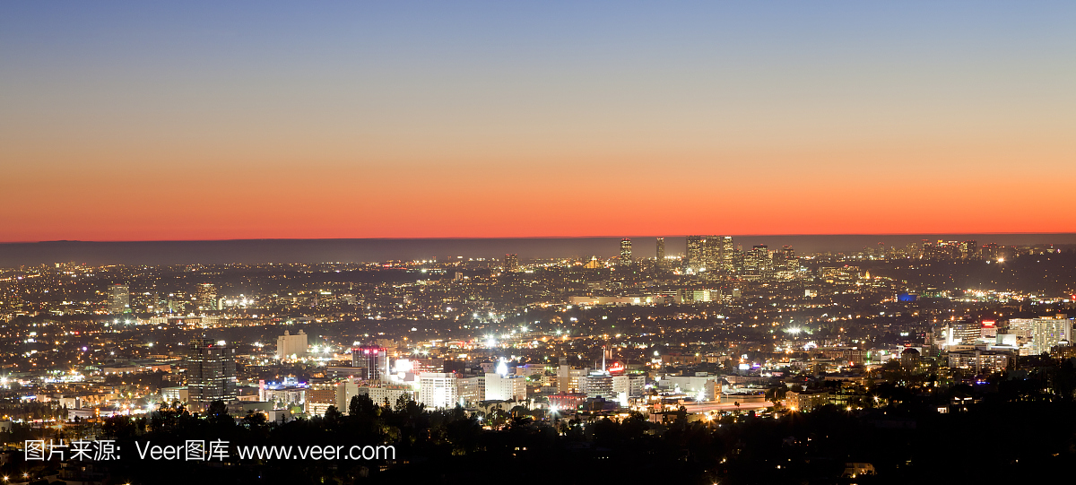 洛杉矶 - 好莱坞和西区在日落