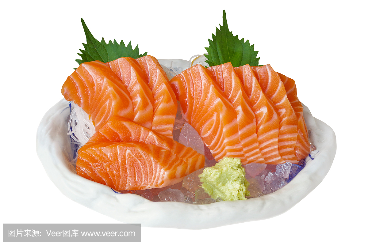 三文鱼生鱼片,日本料理。未加工的三文鱼内圆