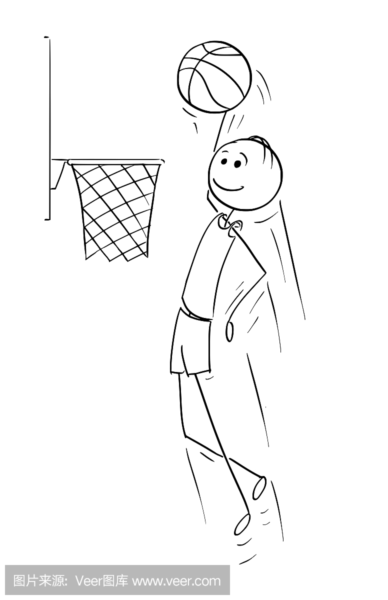 矢量卡通的篮球运动员得分目标