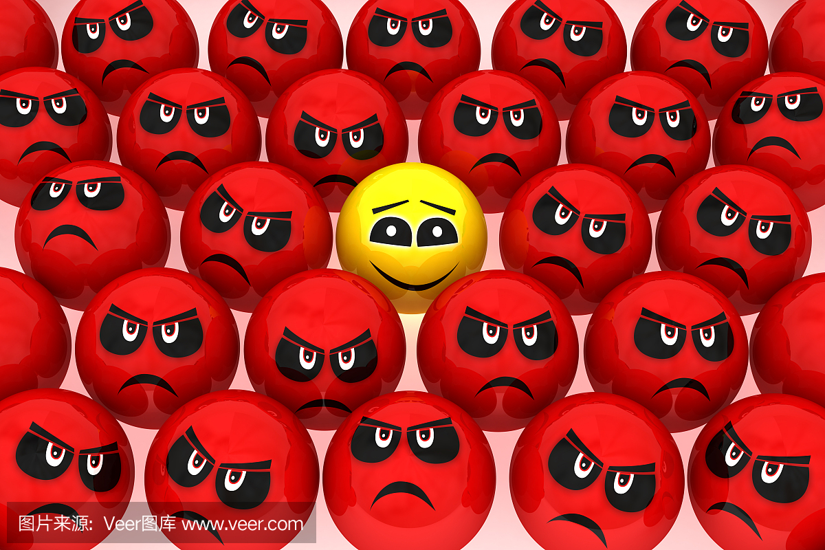 幸福的笑脸从人群中脱颖而出