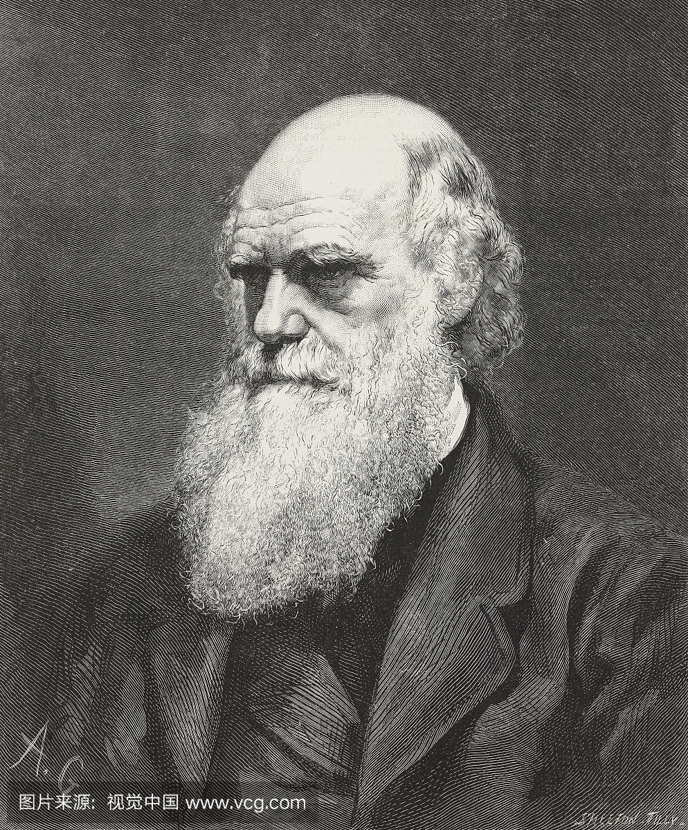斯·罗伯特·达尔文的肖像(1809-1882),英国生