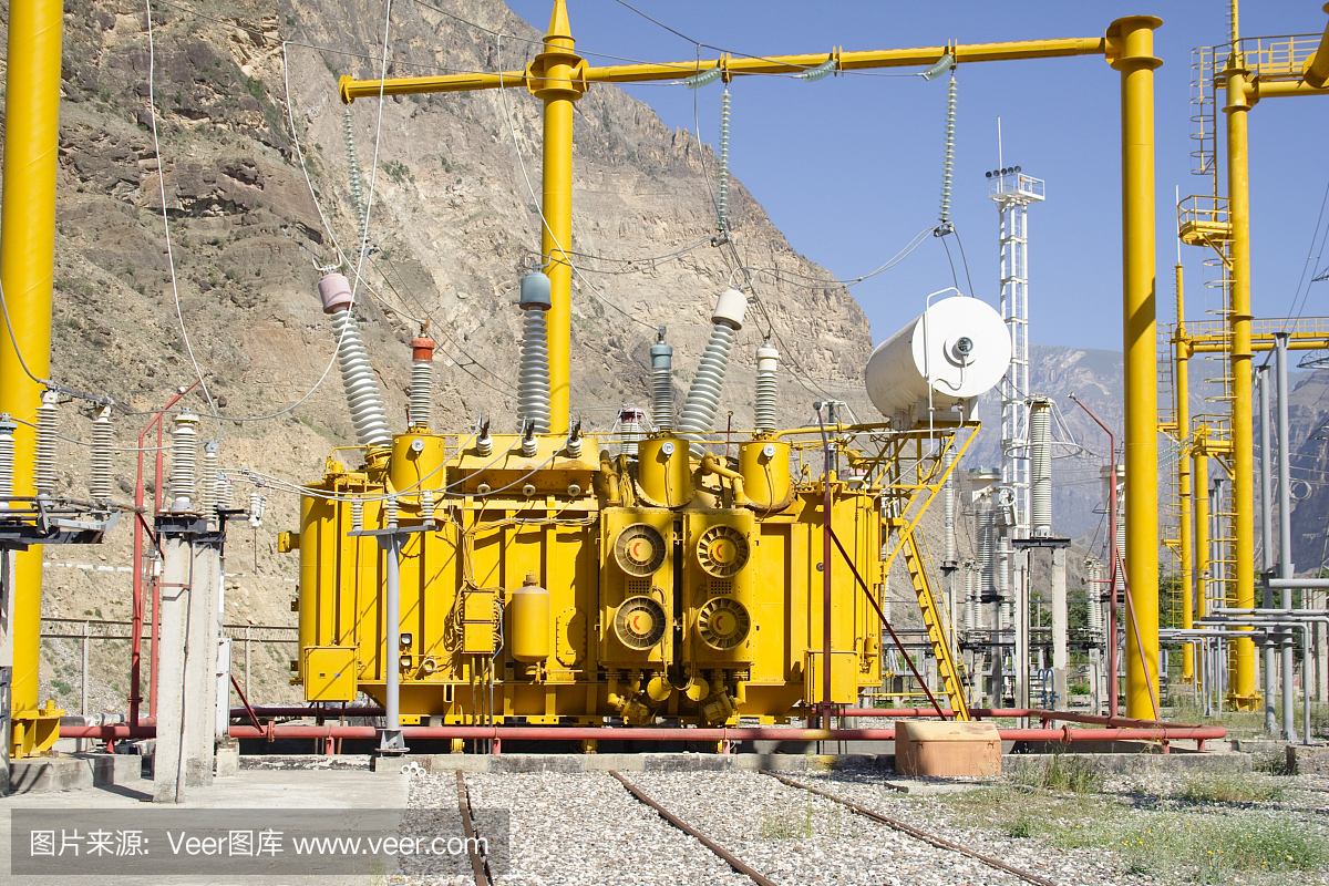 高压变压器,转换站,电压转换器的,电压转换器