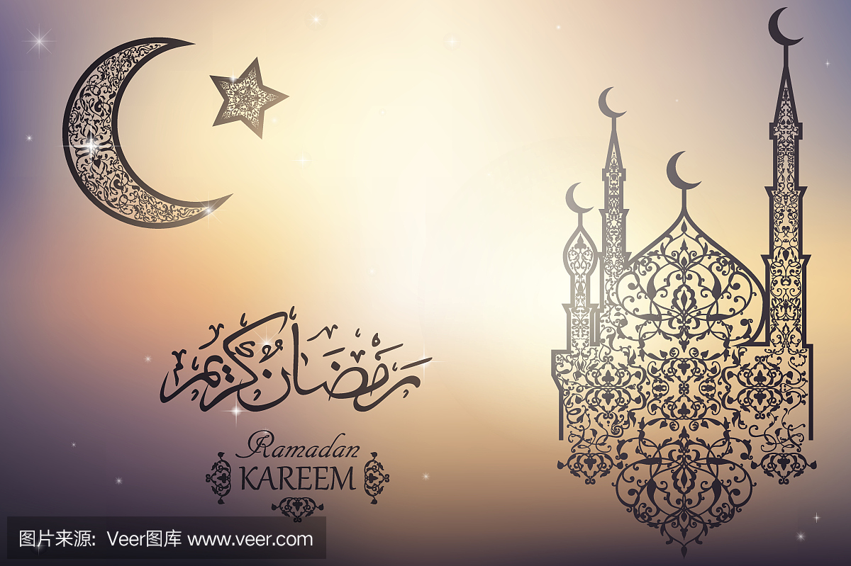 英语翻译Eid Mubarak。美丽的清真寺,新月和星