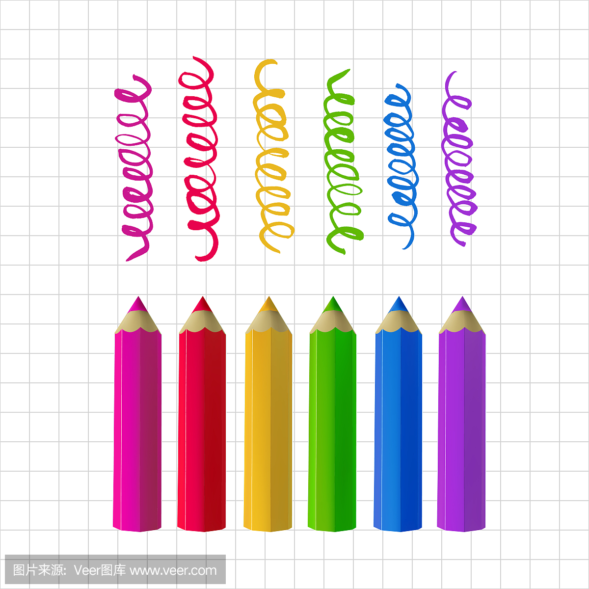 Colour pencils on copy-book paper