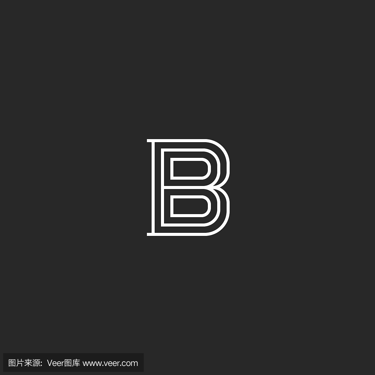 字母B中世纪的会标。名片简单标志的初始名称