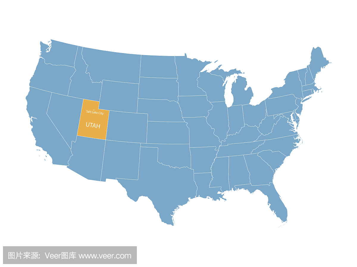 美国的地图与犹他州的迹象