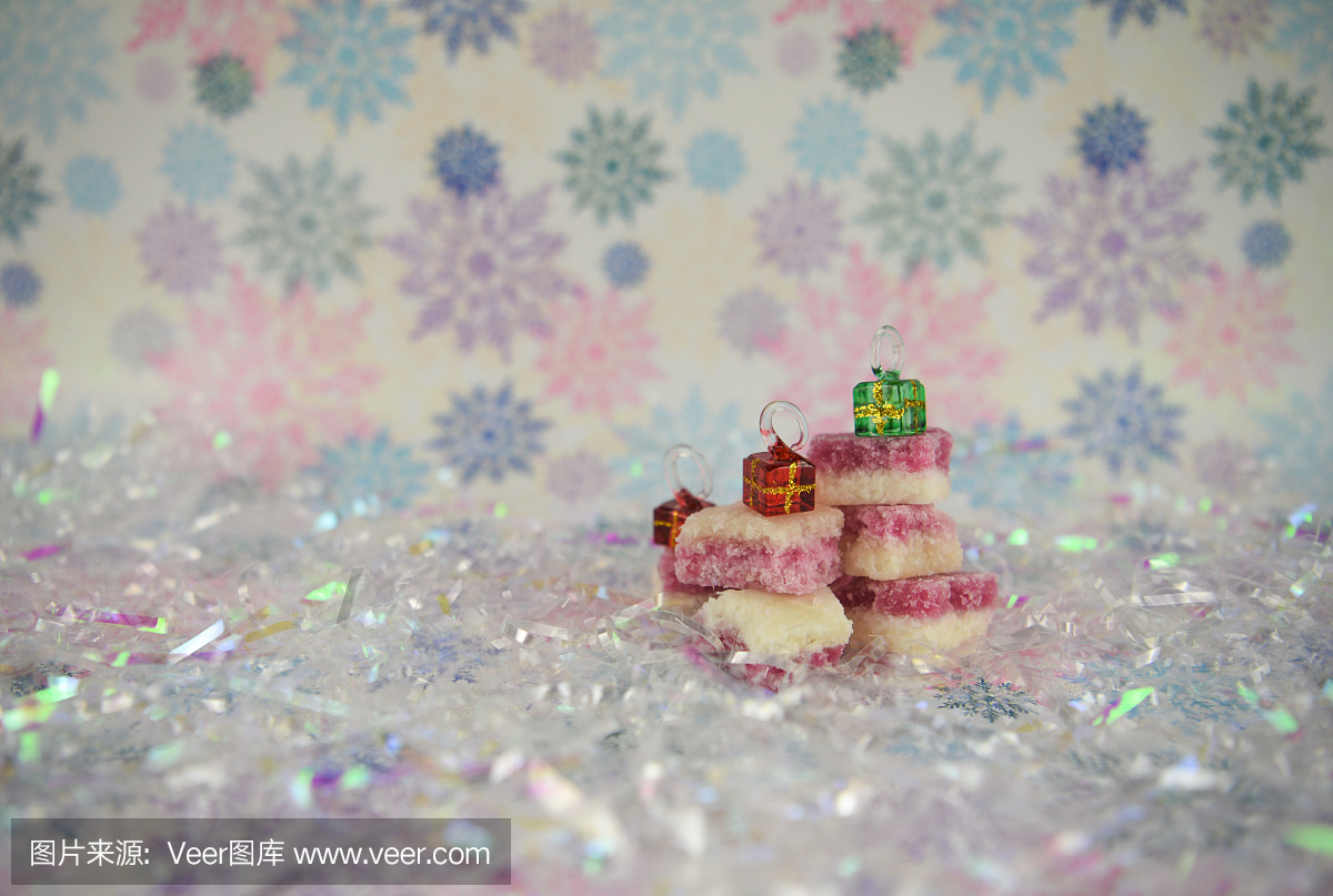 圣诞食品摄影图像的老式传统英语粉红色和白色