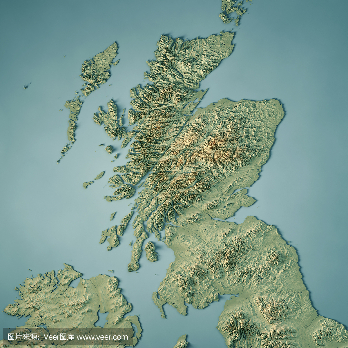 苏格兰国家3D回报地形图