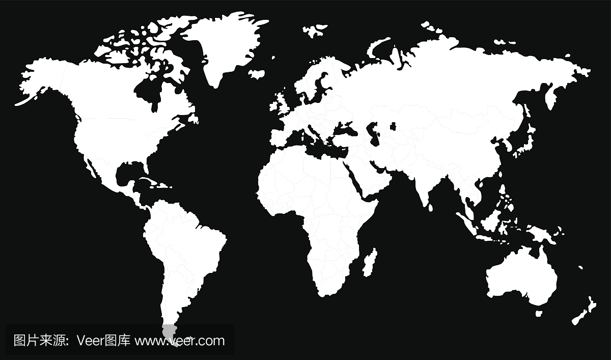 白色世界地图