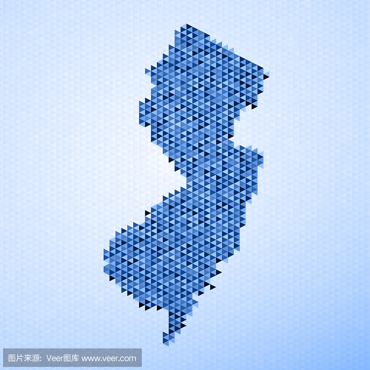 新泽西州地图三角形图案蓝色