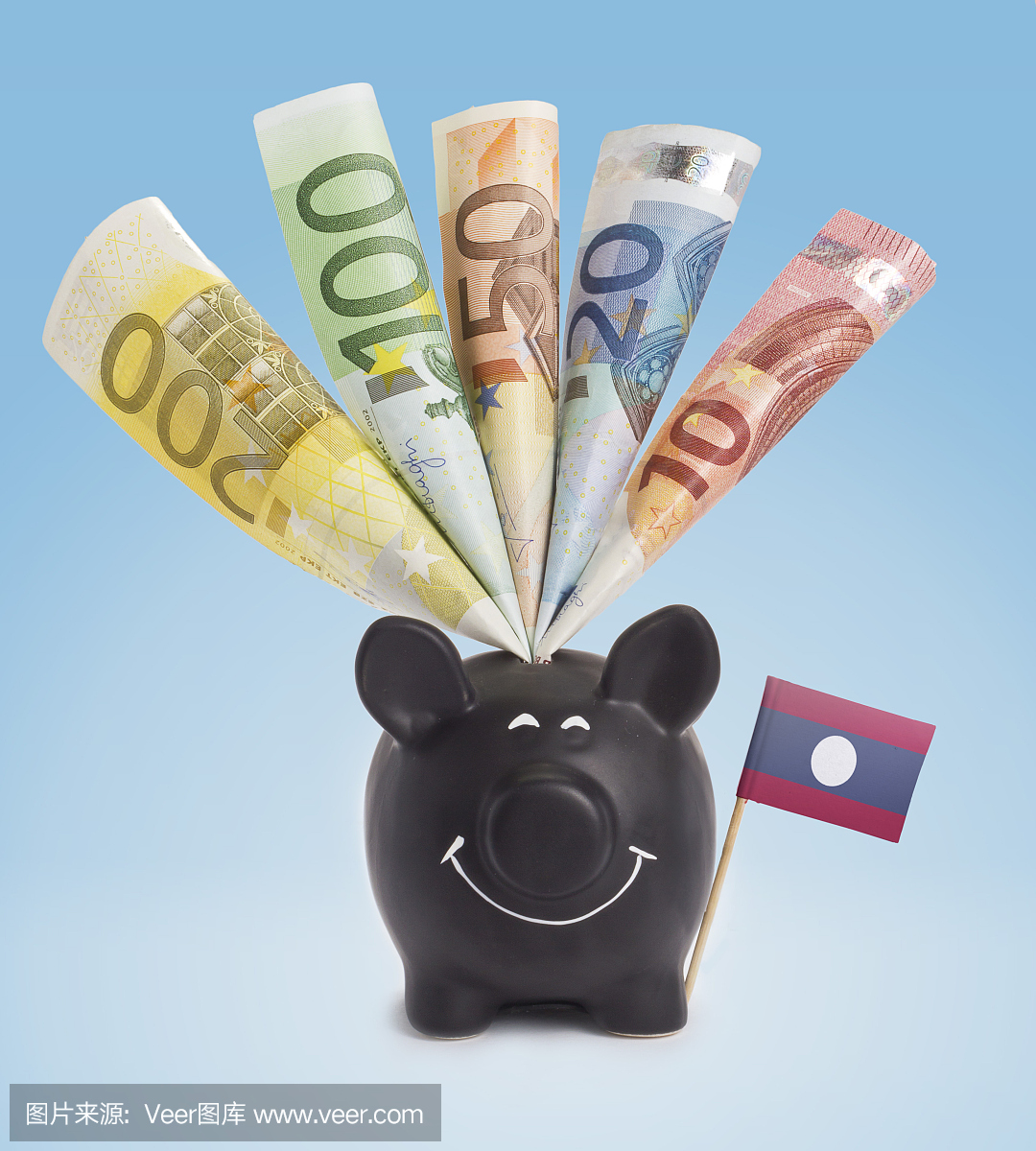 各种欧洲钞票在老挝快乐的养猪场(系列)