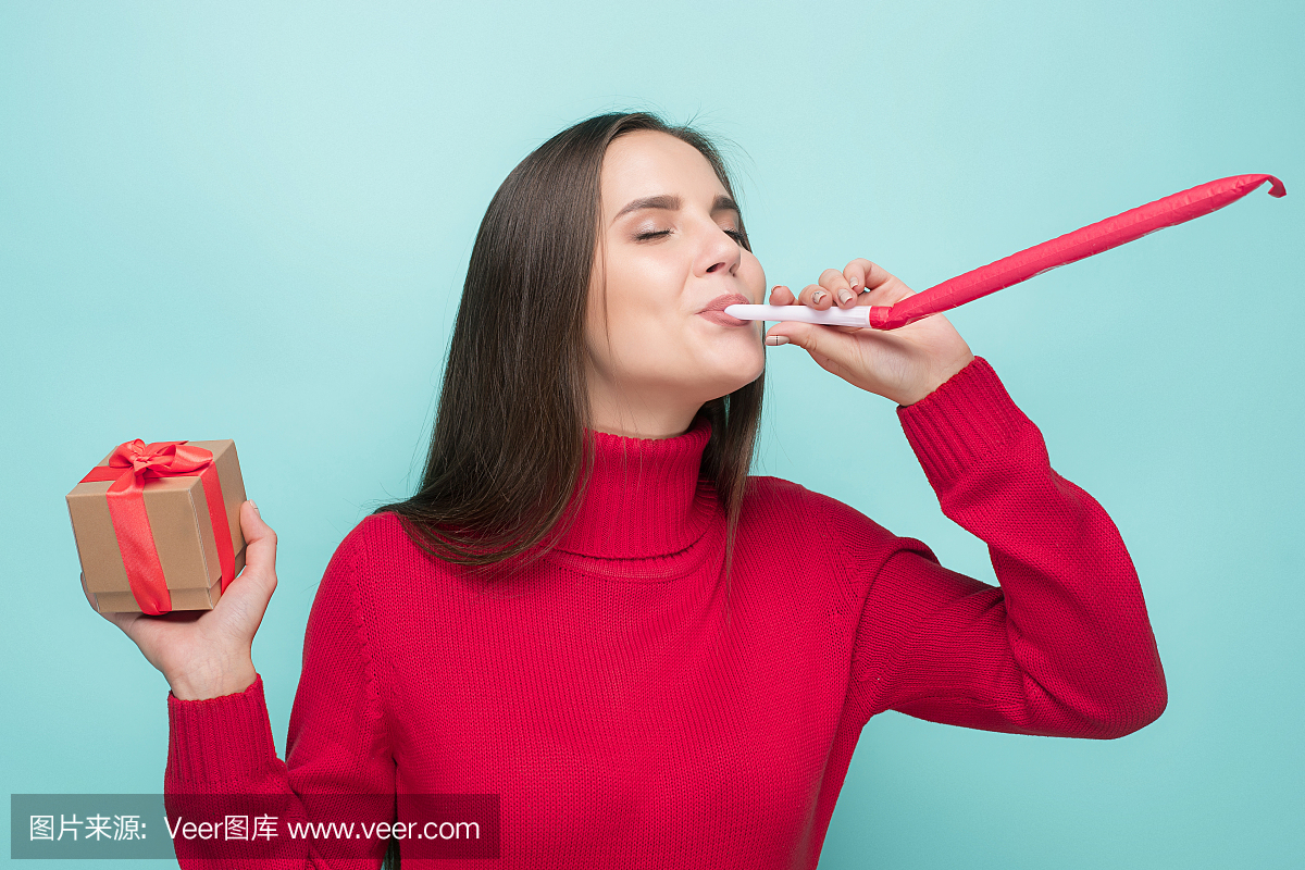 庆祝生日的女实业家,隔绝在白色背景