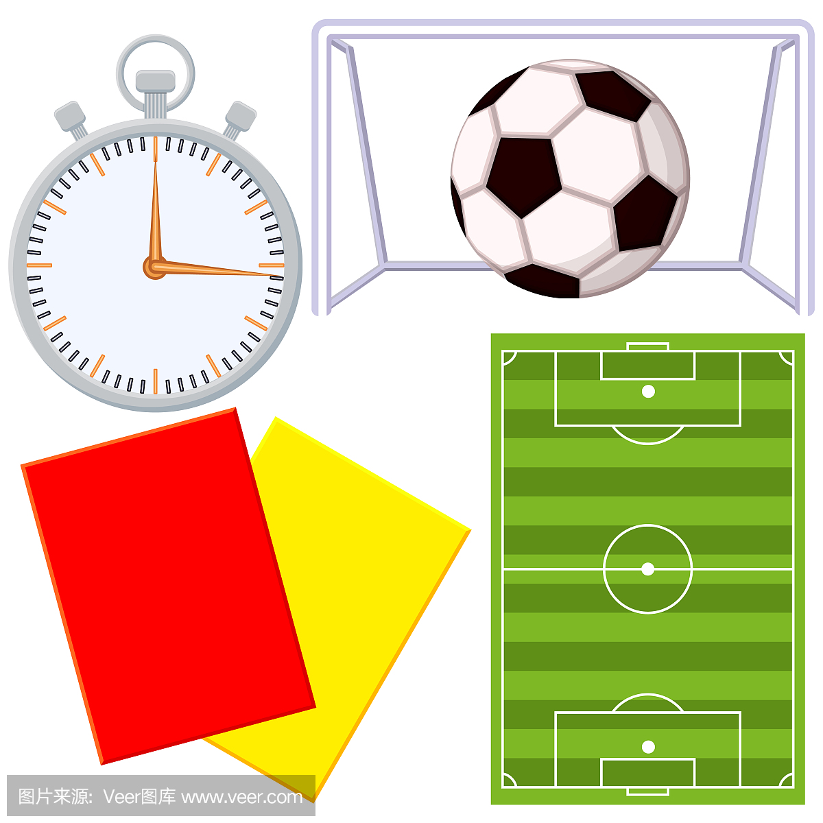 足球足球游戏卡通图标4元素集