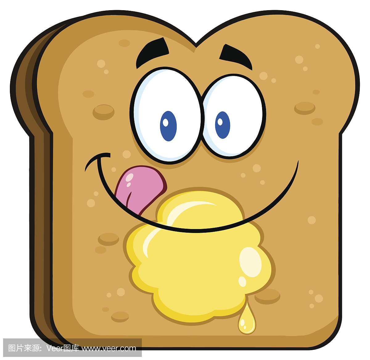 卡通烤面包片与黄油吉祥物