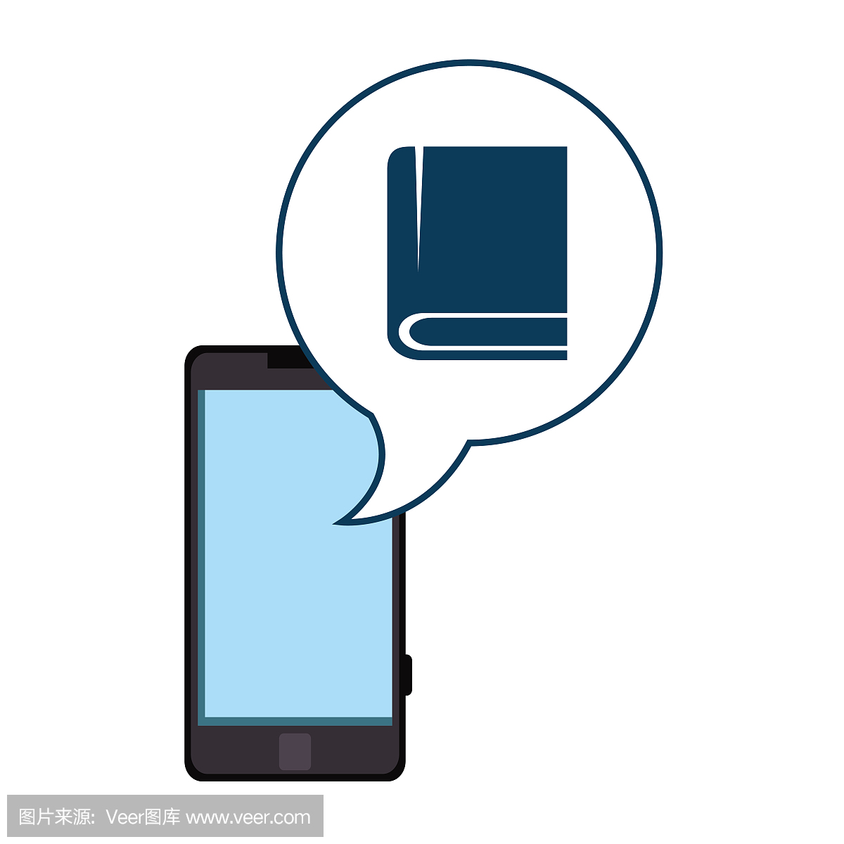 智能手机设备与讲话泡泡和电子书