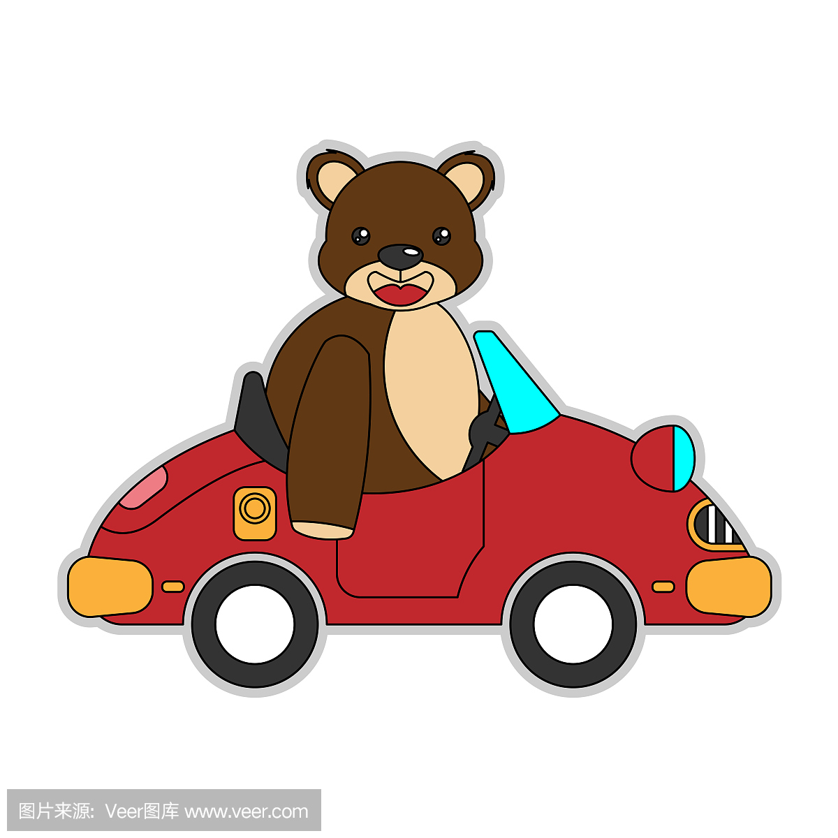骑着汽车卡通熊