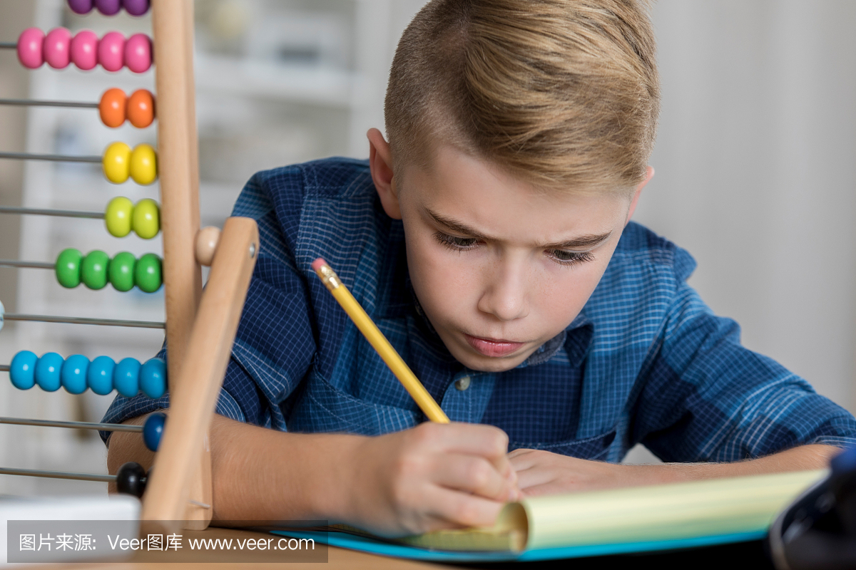 中学生从事数学作业