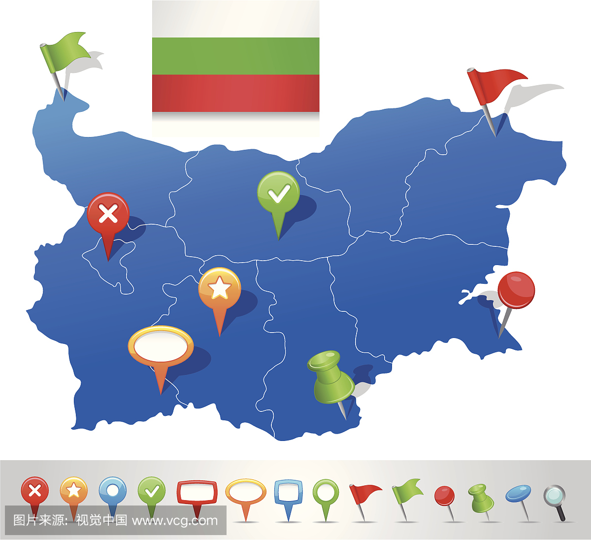 保加利亚地图与导航图标