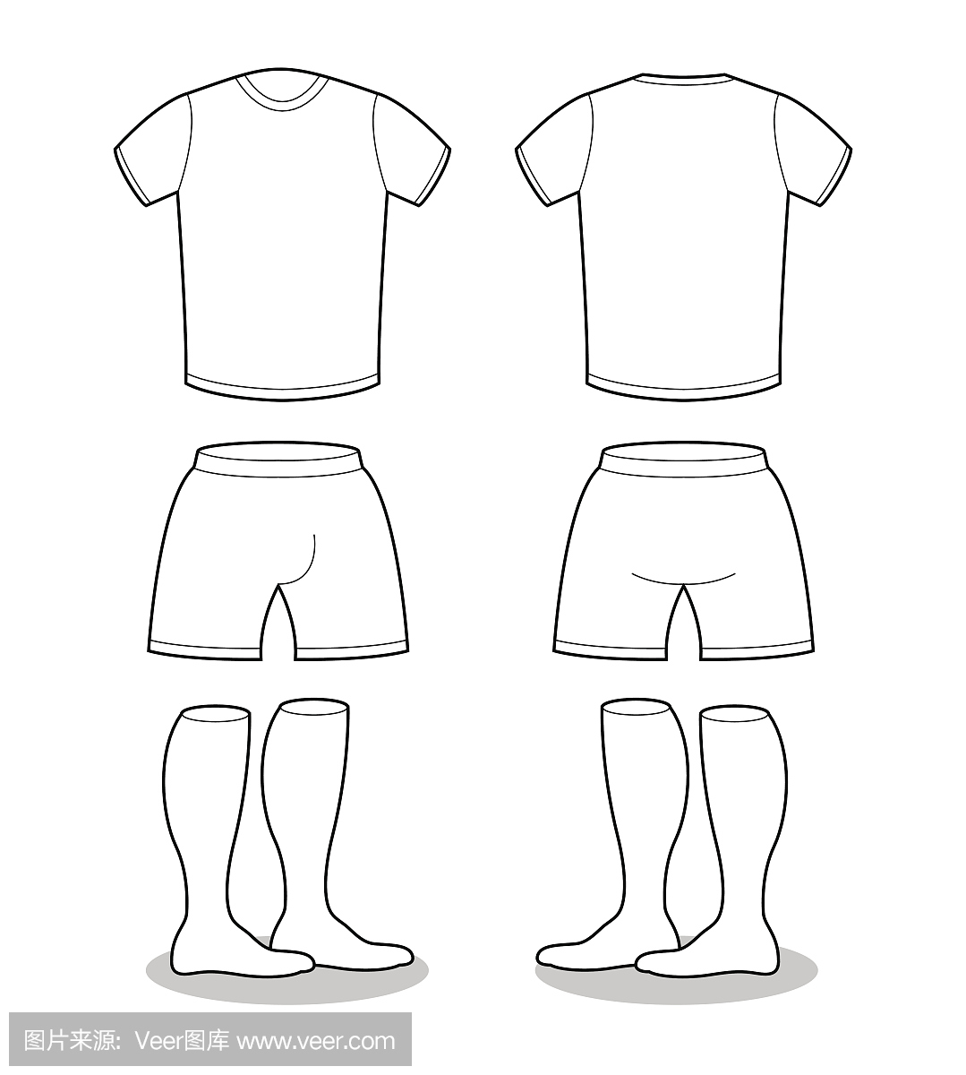 运动服足球的样品。 T恤,短裤和袜子