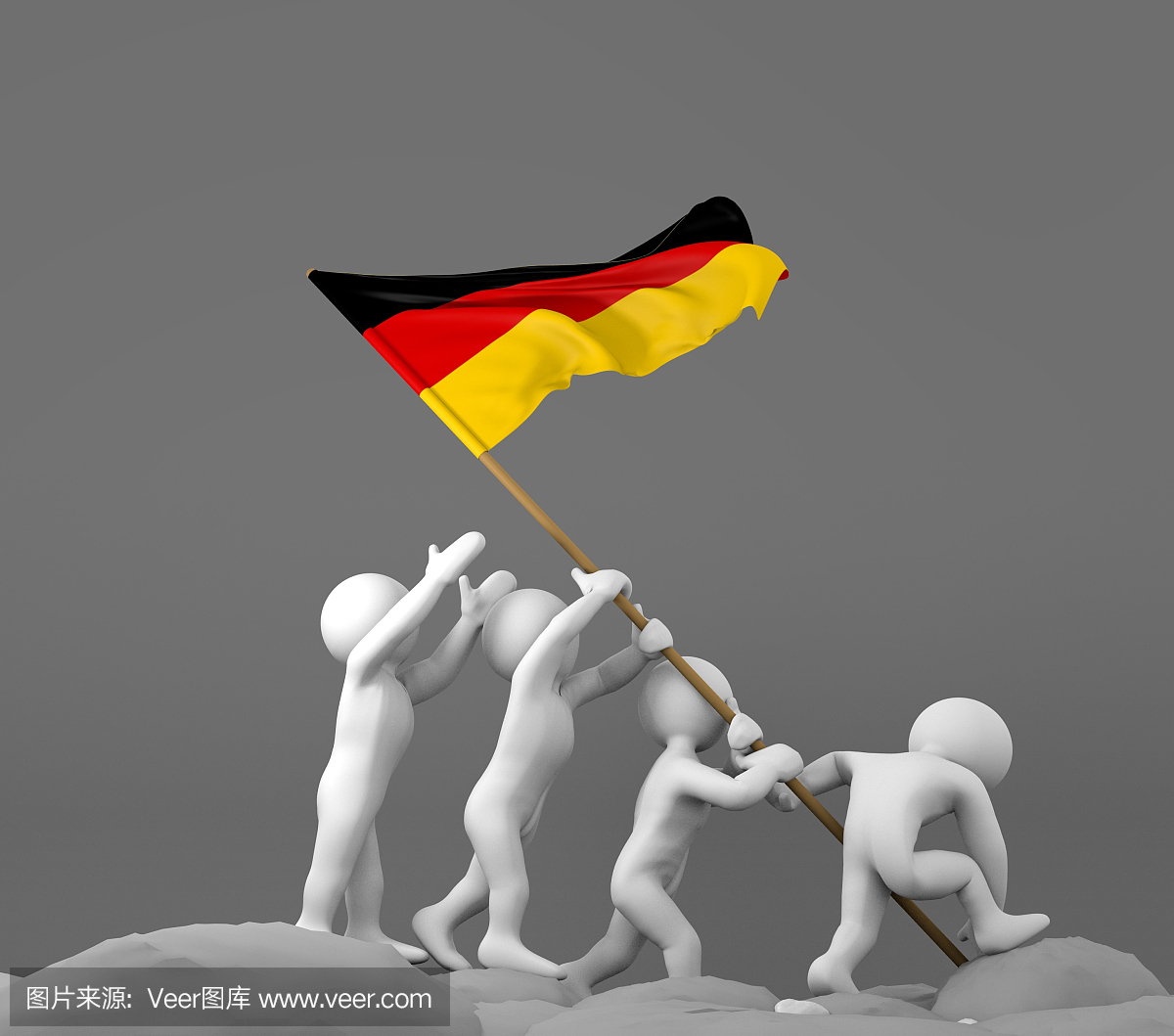 四个字符持有德国国旗