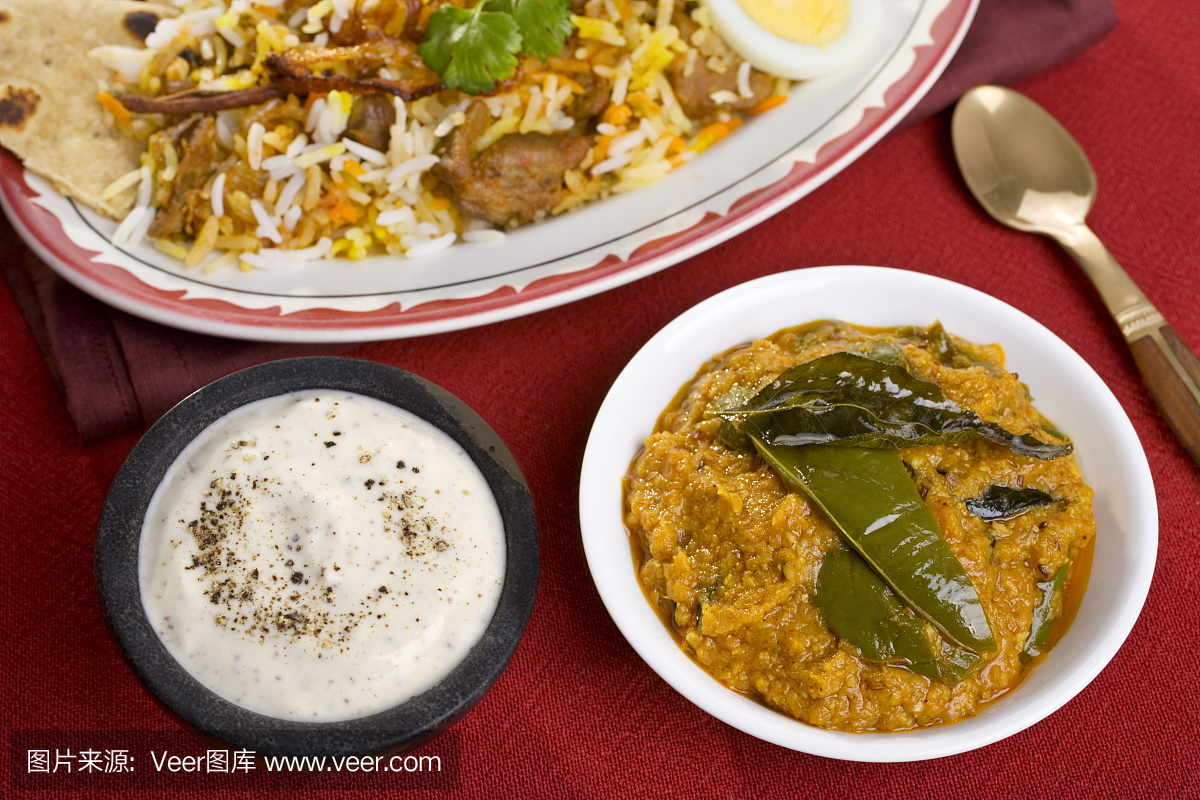 印度美食美食咖喱Biryani伴奏