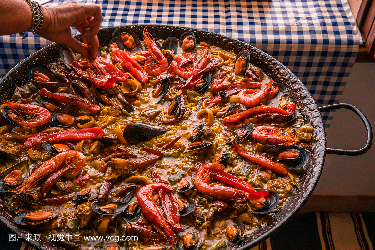 藏红花,海产,西班牙海鲜饭,地中海美食
