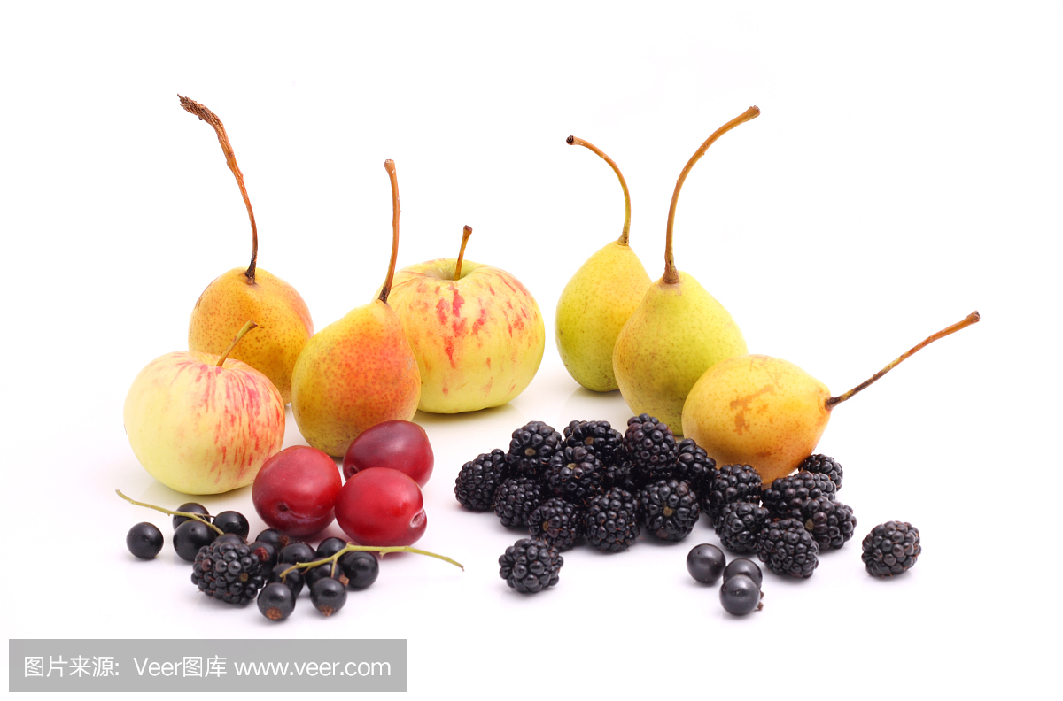 栽培的水果在白色