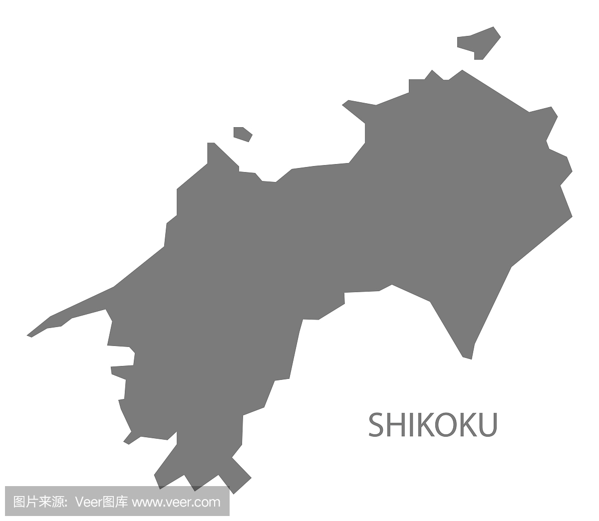 四国日本地图灰色