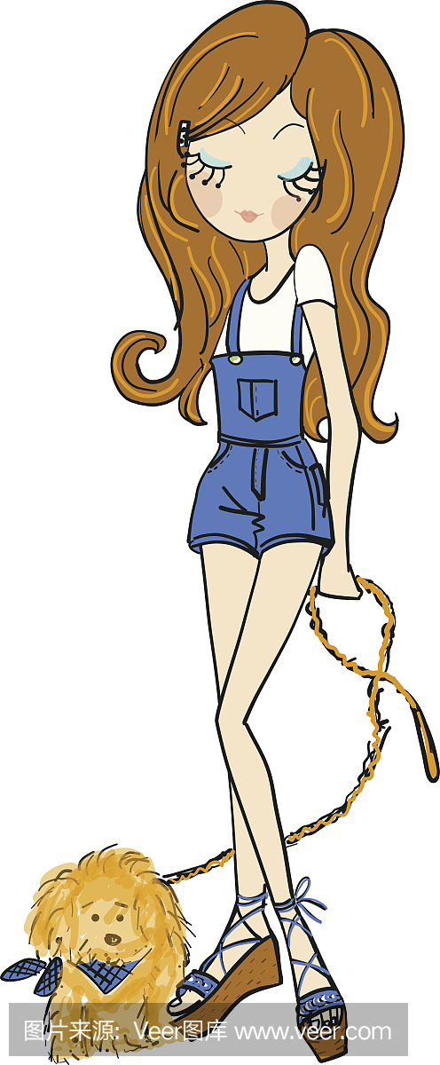 漂亮的女孩和狗