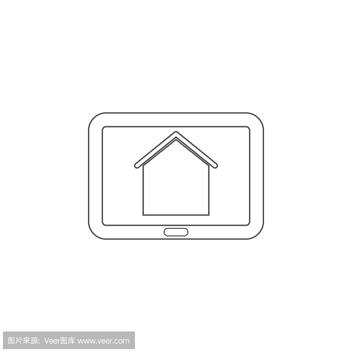 平板电脑屏幕图标上的房子。移动概念和web应