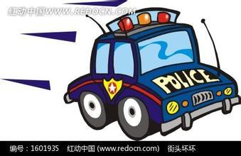 马路上的警车儿童画